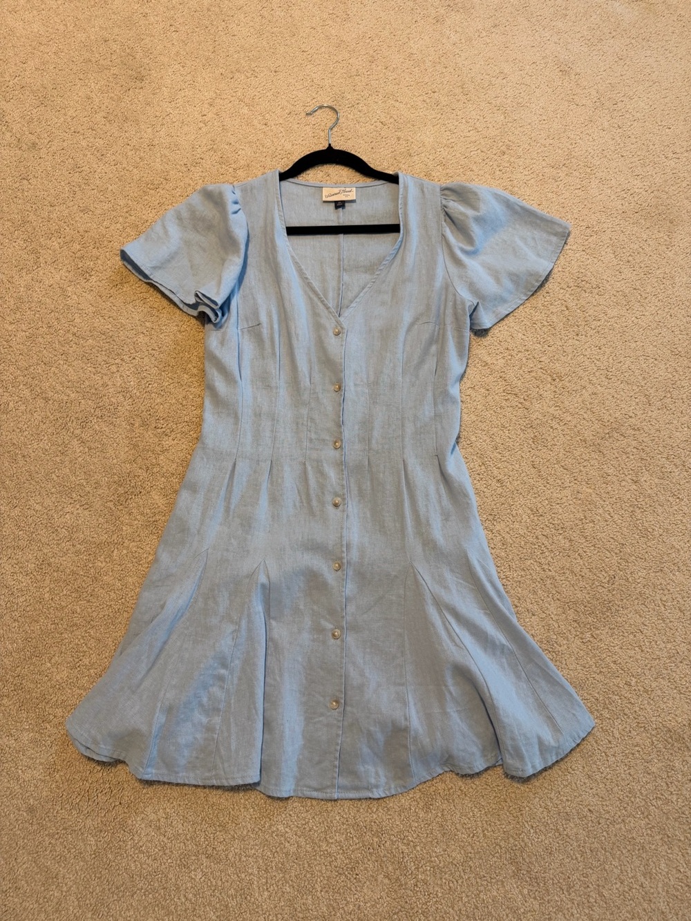 Universal Thread Light Blue Button-Front V-Neck Dress